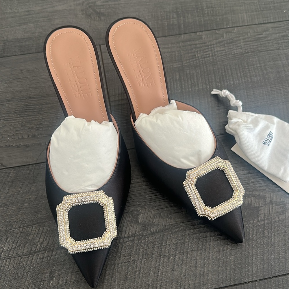Malone Souliers Mona 70 Satin Mules BRAND NEW/NEVER WORN - Picture 2 of 14
